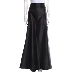 Tadashi Shoji black satin long skirt